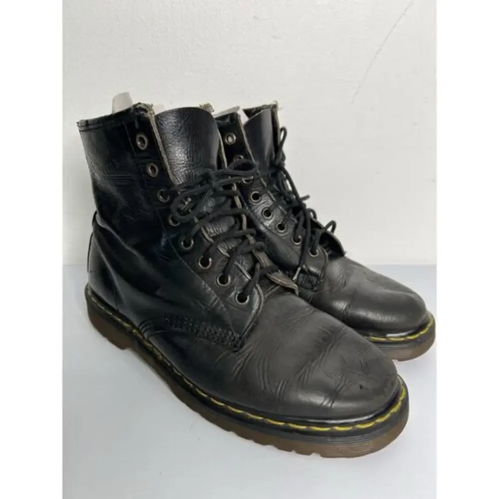 Dr. Martens 1460 Boots Black Leather Made In England Lace Vintage Men’s Size 7